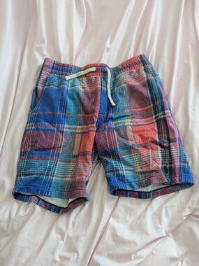 Polo Ralph Lauren Blue Red Plaid Fleece Shorts S